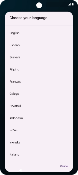 Press the required language.