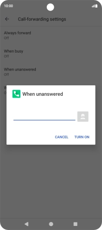 Key in +61414121121 and press TURN ON.