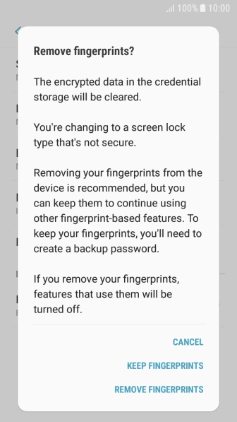 Press REMOVE FINGERPRINTS.
