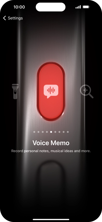 Slide your finger right or left on the screen to select the required function.