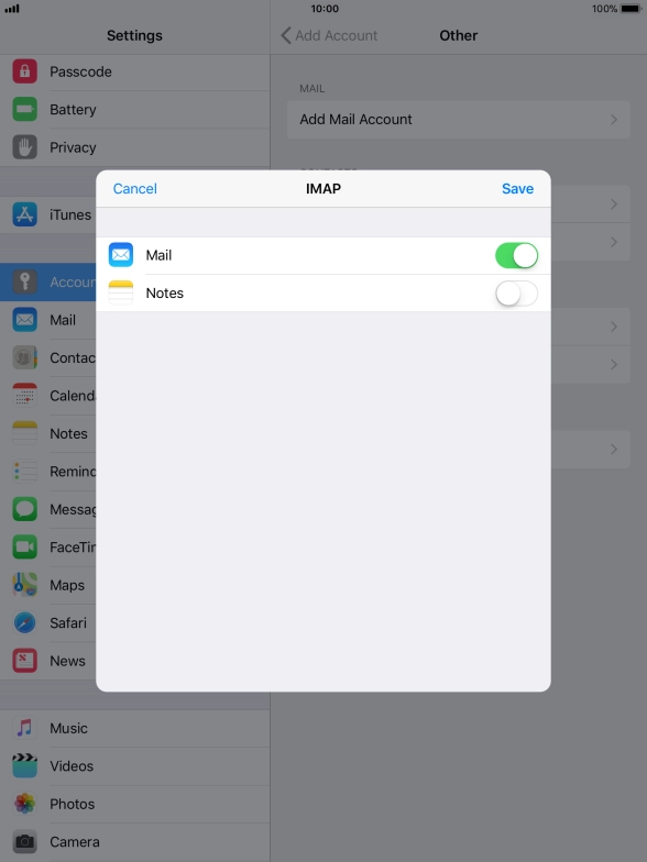 Press Save. Your email account has now been set up. To select more settings for incoming and outgoing server, proceed with the following steps. Press Save. Your email account has now been set up. To select more settings for incoming and outgoing server, proceed with the following steps.