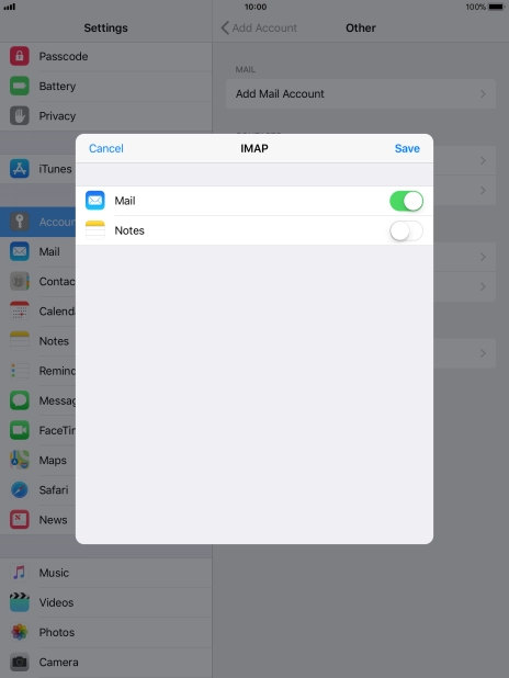 Press Save. Your email account has now been set up. To select more settings for incoming and outgoing server, proceed with the following steps. Press Save. Your email account has now been set up. To select more settings for incoming and outgoing server, proceed with the following steps.