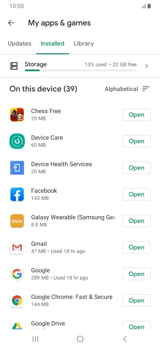 Press the required app.