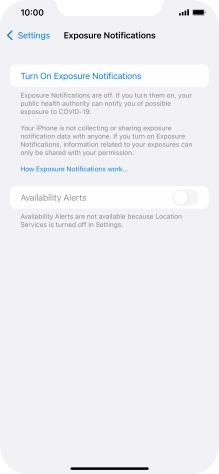 Press Turn On Exposure Notifications.