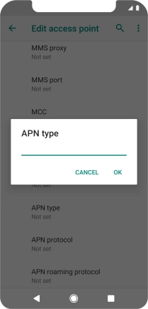 Key in default and press OK.