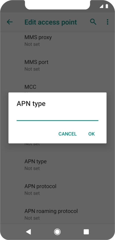 Key in default and press OK.