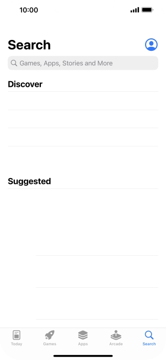 Press the search field and key in the name or subject of the required app.