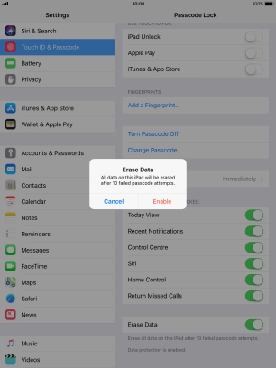 If you turn on the function, press Enable.