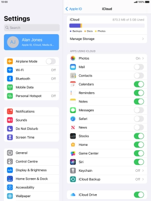 Press iCloud Backup.