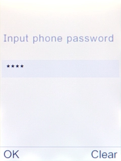Key in the phone lock code (default is 0000) and press the Navigation key.