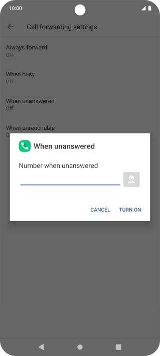 Key in +61414121121 and press TURN ON.