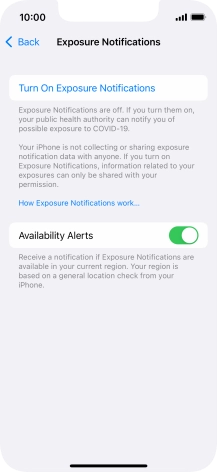 Press Turn On Exposure Notifications.