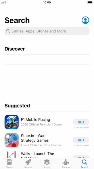 Press the search field and key in the name or subject of the required app.