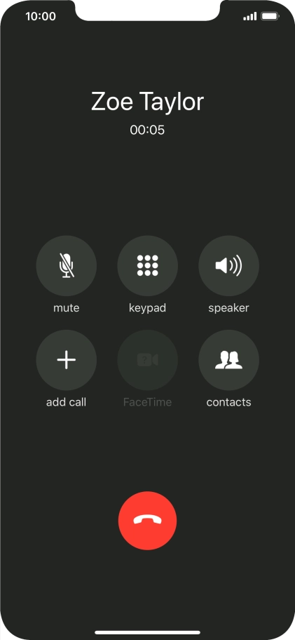 Press the end call icon to end the call.