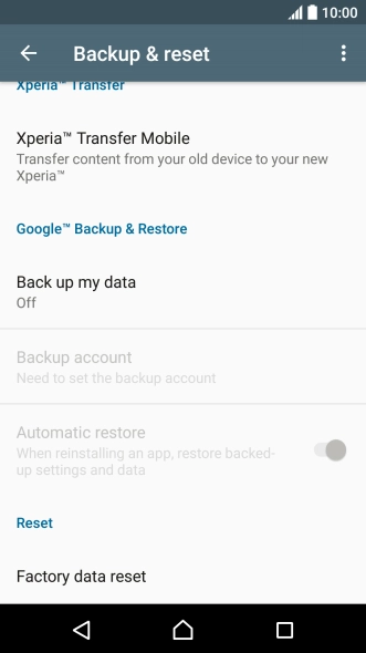 Press Factory data reset.