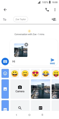 Press the send icon when you've finished your picture message.