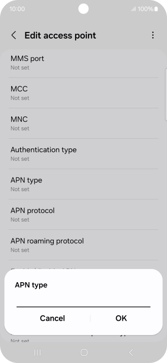 Key in default and press OK.