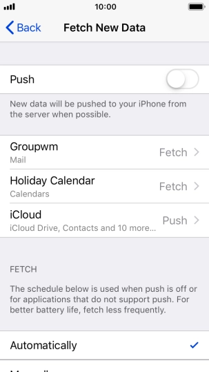 If you turn off the function, press the required setting.