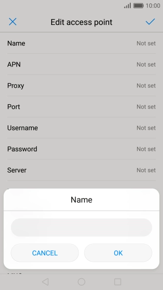 Key in Vodafone Internet and press OK.