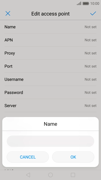 Key in Vodafone Internet and press OK.