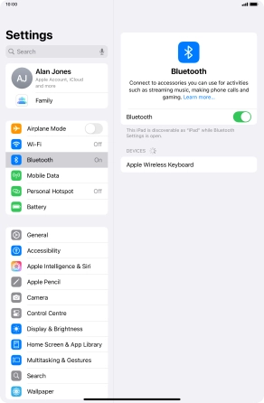 Press the required Bluetooth device and follow the instructions on the screen to pair the device with your tablet. Press the required Bluetooth device and follow the instructions on the screen to pair the device with your tablet.