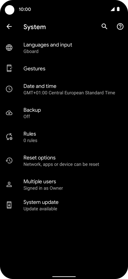 Press Reset options.