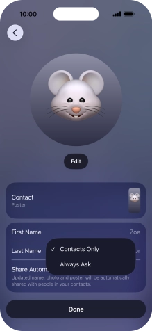Press the required setting. Press the required setting.