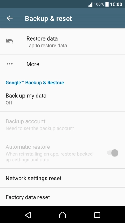 Press Factory data reset.