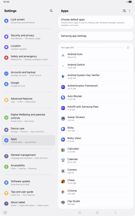 Press the required app.