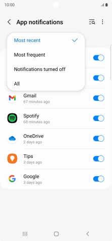 Press the required setting.