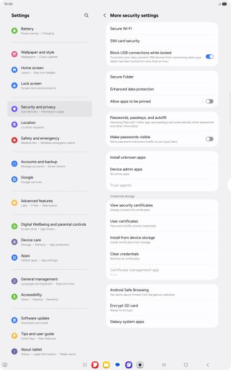 Press SIM card security. Press SIM card security.