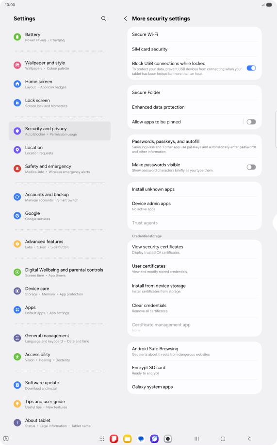 Press SIM card security. Press SIM card security.