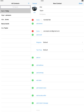 Press the field next to the email address. Press the field next to the email address.