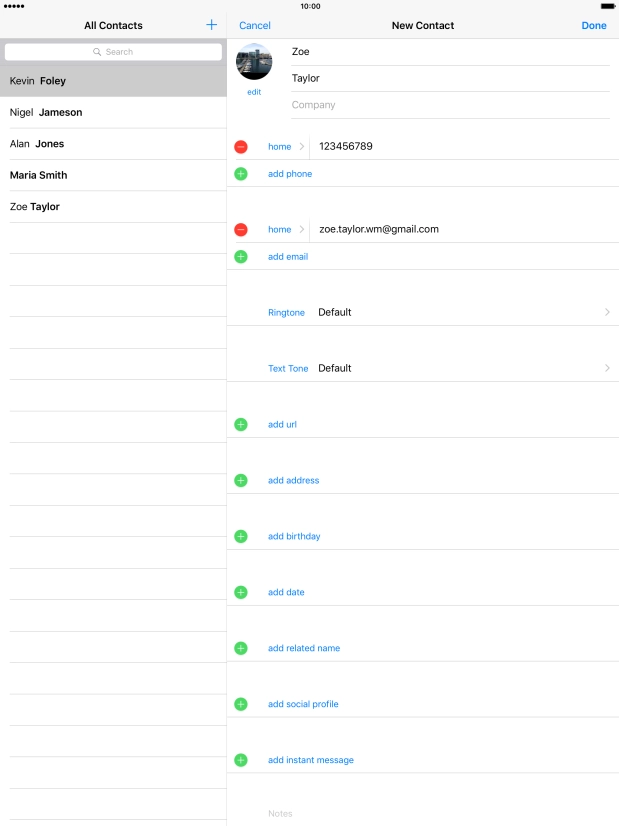 Press the field next to the email address. Press the field next to the email address.