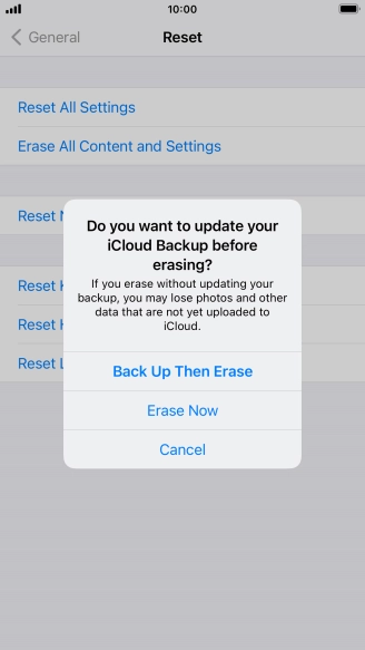 Press the required setting.
