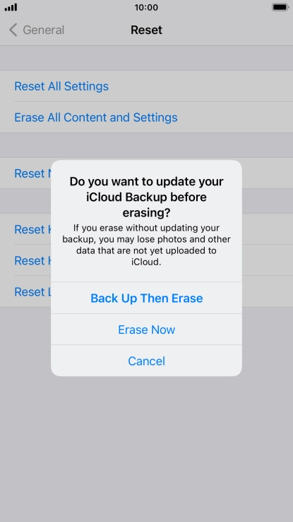 Press the required setting.