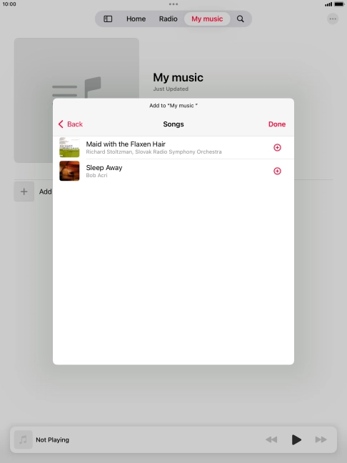 Go to the required category and press the add icon next to the required audio file. Go to the required category and press the add icon next to the required audio file.