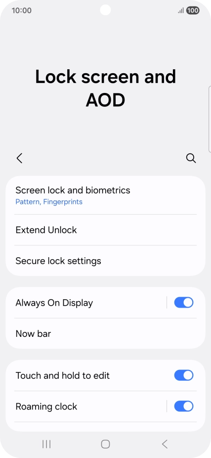 Press Screen lock and biometrics and key in the additional phone lock code you created earlier.