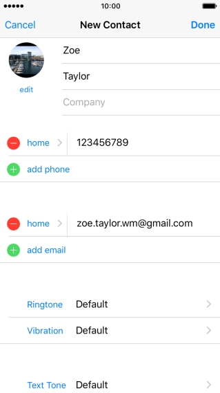 Press the field next to the email address.