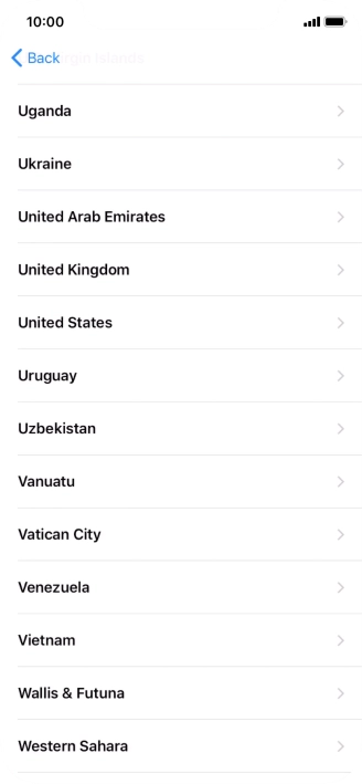 Press the required country or area.