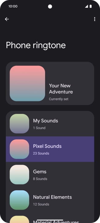 Press the required category.
