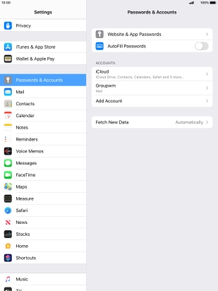 Press the name of the email account you've just set up. Press the name of the email account you've just set up.