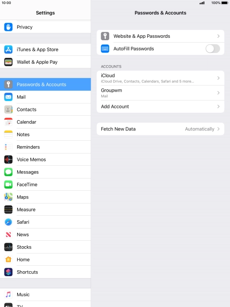 Press the name of the email account you've just set up. Press the name of the email account you've just set up.