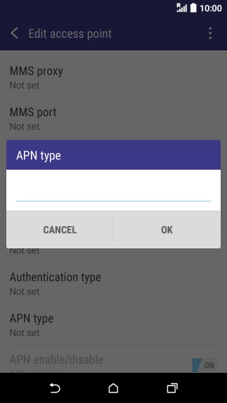 Key in default and press OK.