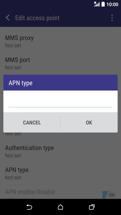 Key in default and press OK.