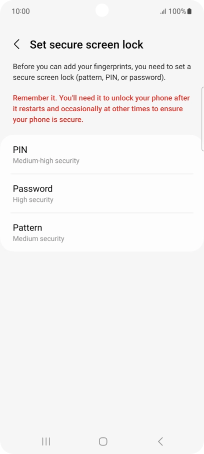 Press the required phone lock code and follow the instructions on the screen to create an additional phone lock code.