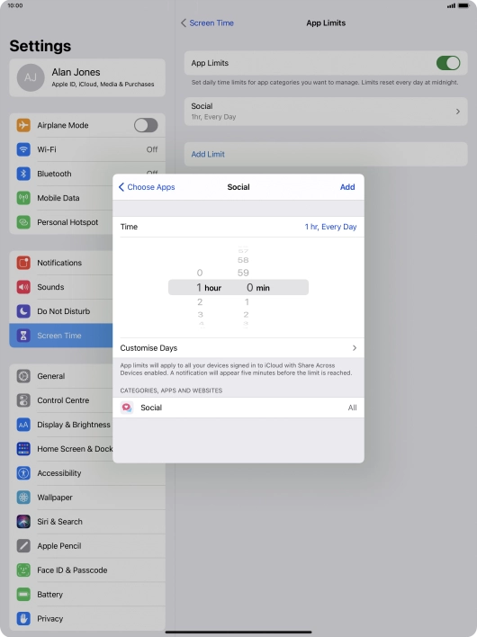 Press Customise Days.