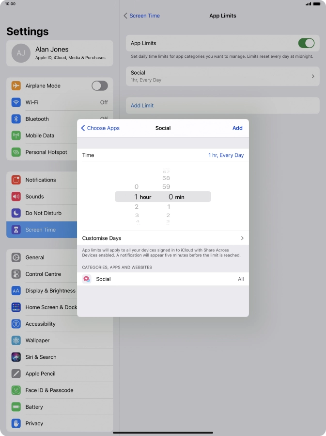 Press Customise Days.
