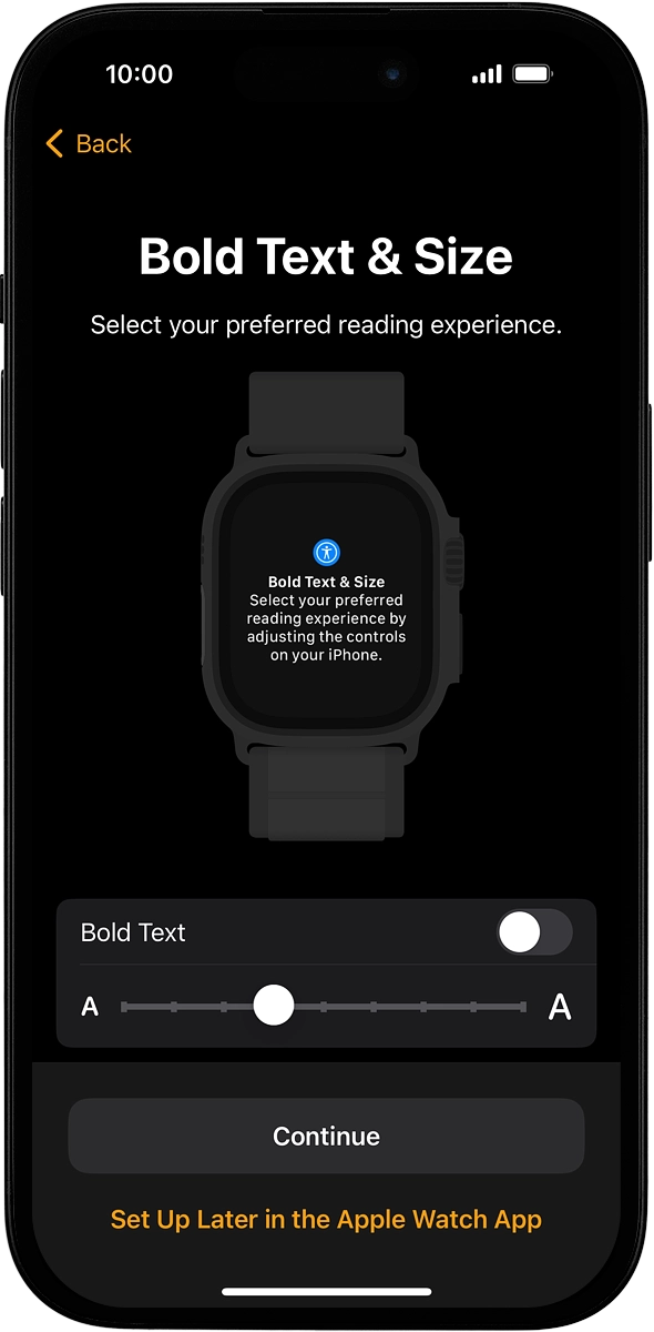 On your phone: Follow the instructions on the screen to select the required settings and press Continue.