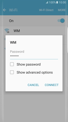 Key in the password for the Wi-Fi network and press CONNECT.
